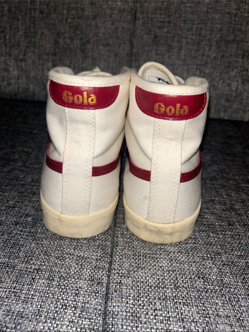 Gola High-Top Sneakers in White with Red Accents - Picture 4 of 8